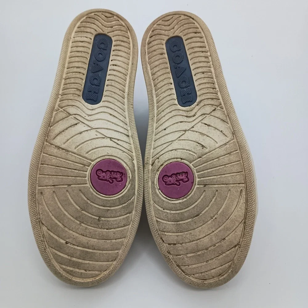 Coach G5101 Love Graphic Low Top Sneakers White Pink Blue‎ Womens 6B